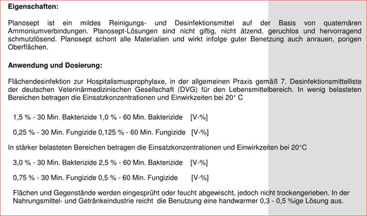 Flächendesinfektionsreiniger Planosept 10 Liter Konzentrat